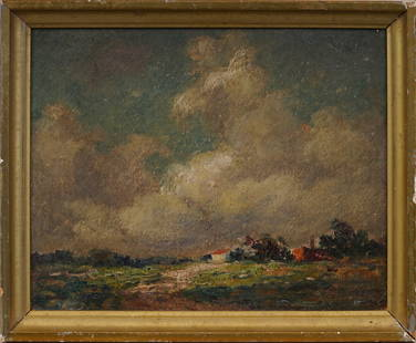 Antique European Landscape Framed Impressionist Original Oil Painting: Antique European landscape oil painting. Oil on board. Framed. Please see all images for condition. Size is measured and written on the back of the painting. The first size is the overall size, the se