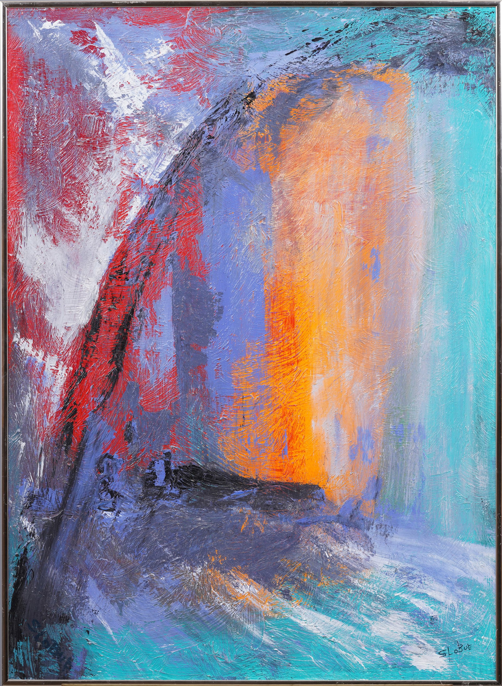 Sandra Lobue-Erba (American, 1945-2007) Vintage Mid Century Modern Signed Abstract Painting (1 of 7)