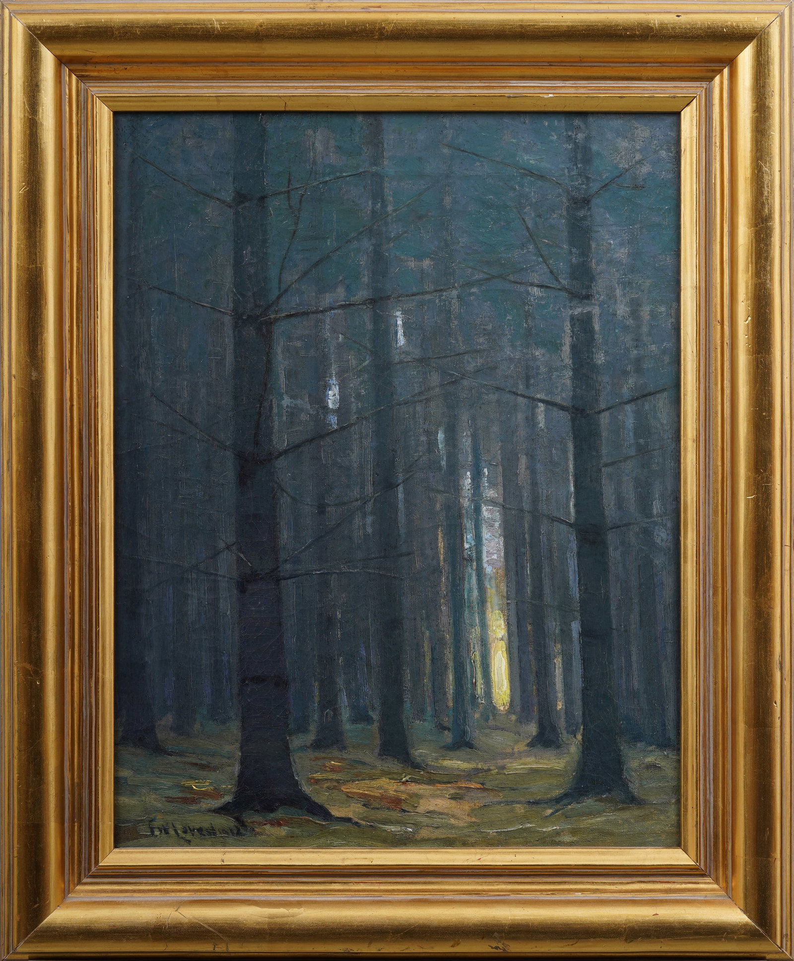 Frank W. Loven (1868-1951) Antique American Impressionist Forest Interior Landscape Signed Painting (1 of 6)