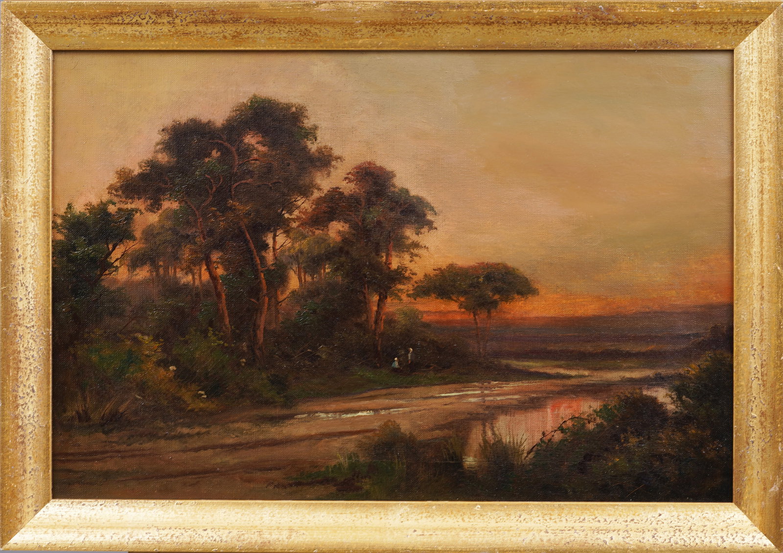 Jack M Ducker (fl.1910 - 1930) Antique English Sunset River Landscape Framed Oil Painting (1 of 8)