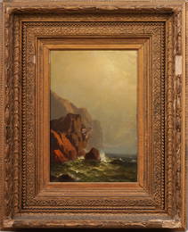 Antique 1stTier Artist Hudson River School Coastal Seascape Framed Grand Manan Seascape Oil Painting