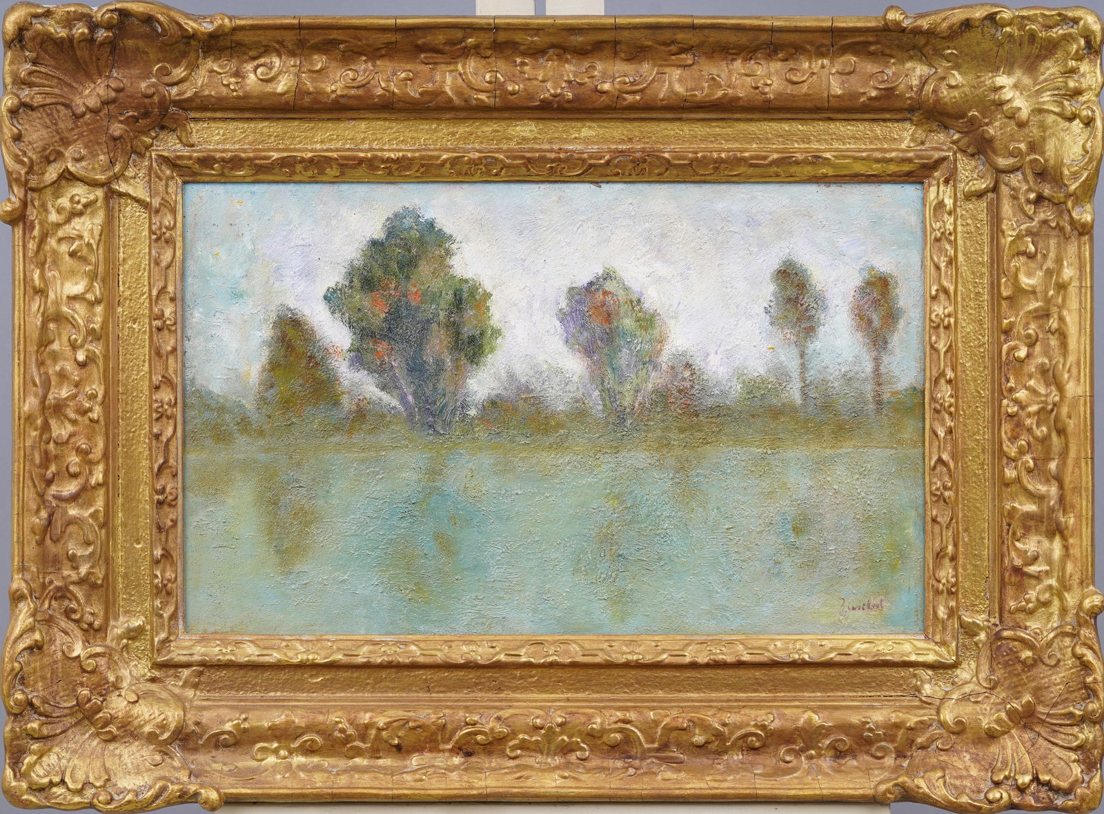 Antique American Impressionist School Mystery Signature Original Framed Oil Painting (1 of 7)