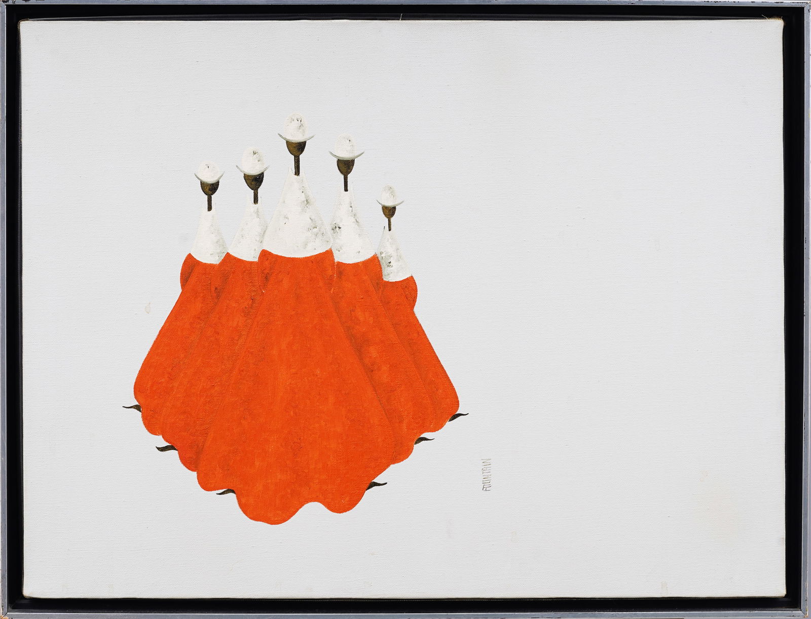 Nathalie Fountain Signed Vintage Mid Century Surreal Figurative Original Oil Painting (1 of 6)