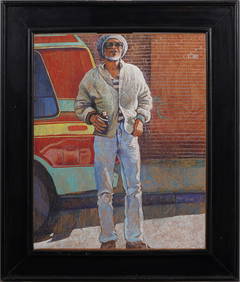 Rani "Ronnie" Carson (b. 1942) Signed Vintage American Black Male Portrait Street Scene Oil Painting (1 of 9)