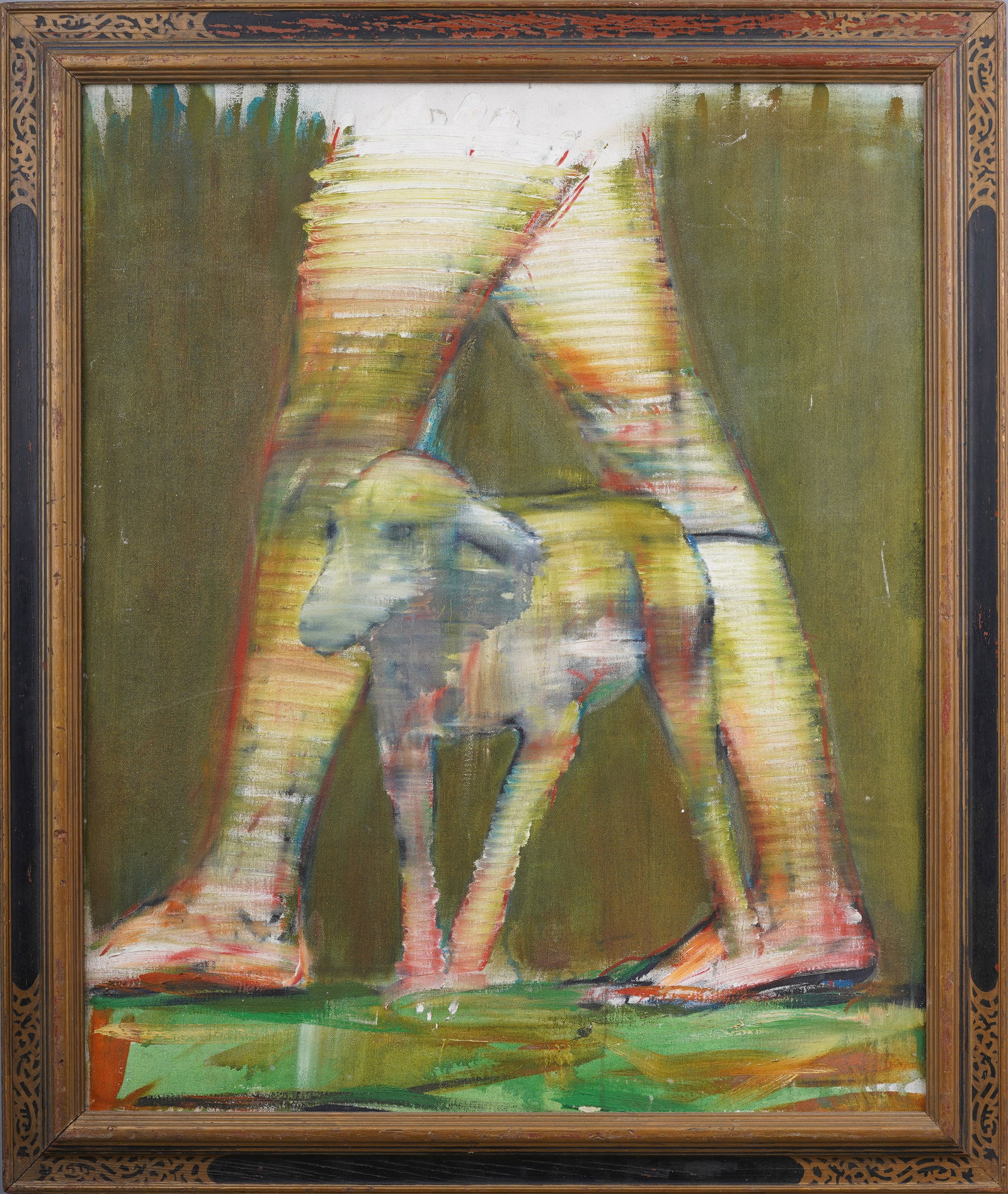 Amazing Vintage American School Modernist Dog Portrait Abstract Framed Oil Painting (1 of 5)