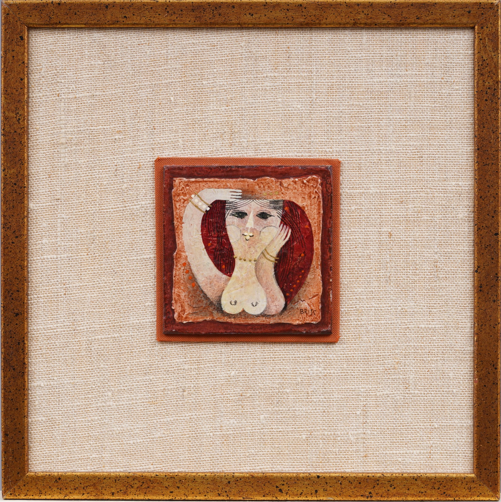 Sami (Sammy) Briss (B1930) Vintage French Isreali Signed Nude Woman Painting: Vintage modernist nude painting. Oil on board. Signed. Framed. Please see all images for condition. Size is measured and written on the back of the painting. The first size is the overall size, the se