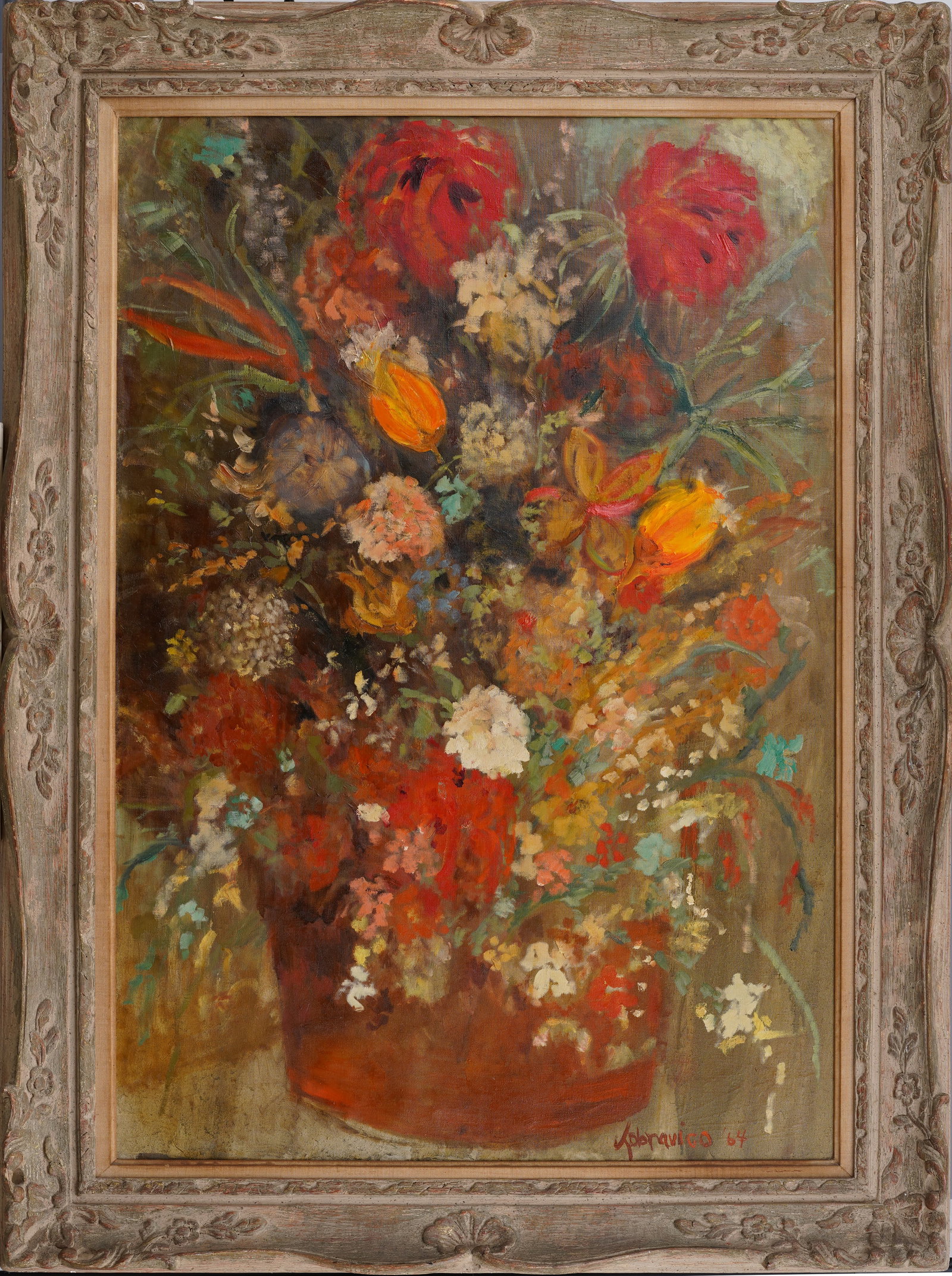 Incredible Large Framed Vintage French Russian Signed Flower Still Life Oil Painting (1 of 6)