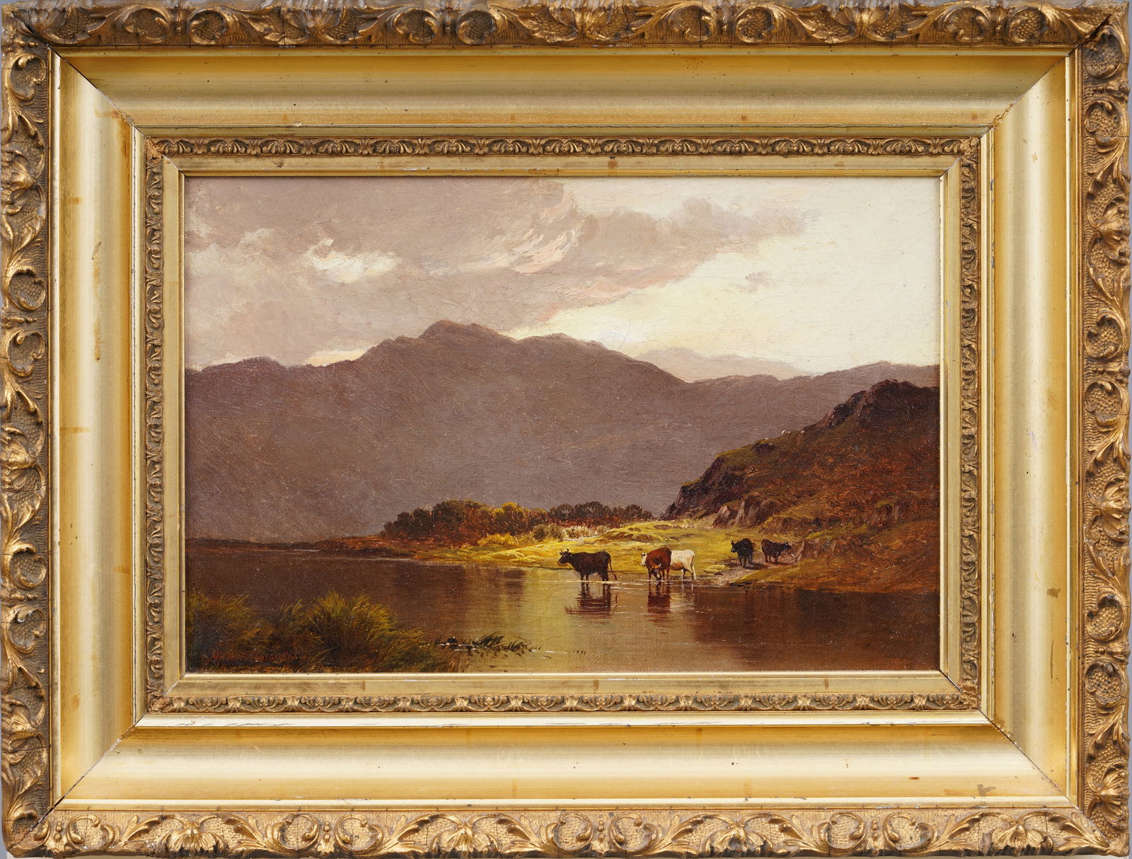 Alfred De Breanski, Sr. (1852 - 1928) Signed Cow Grazing Bucolic English Sunset Landscape Painting (1 of 7)