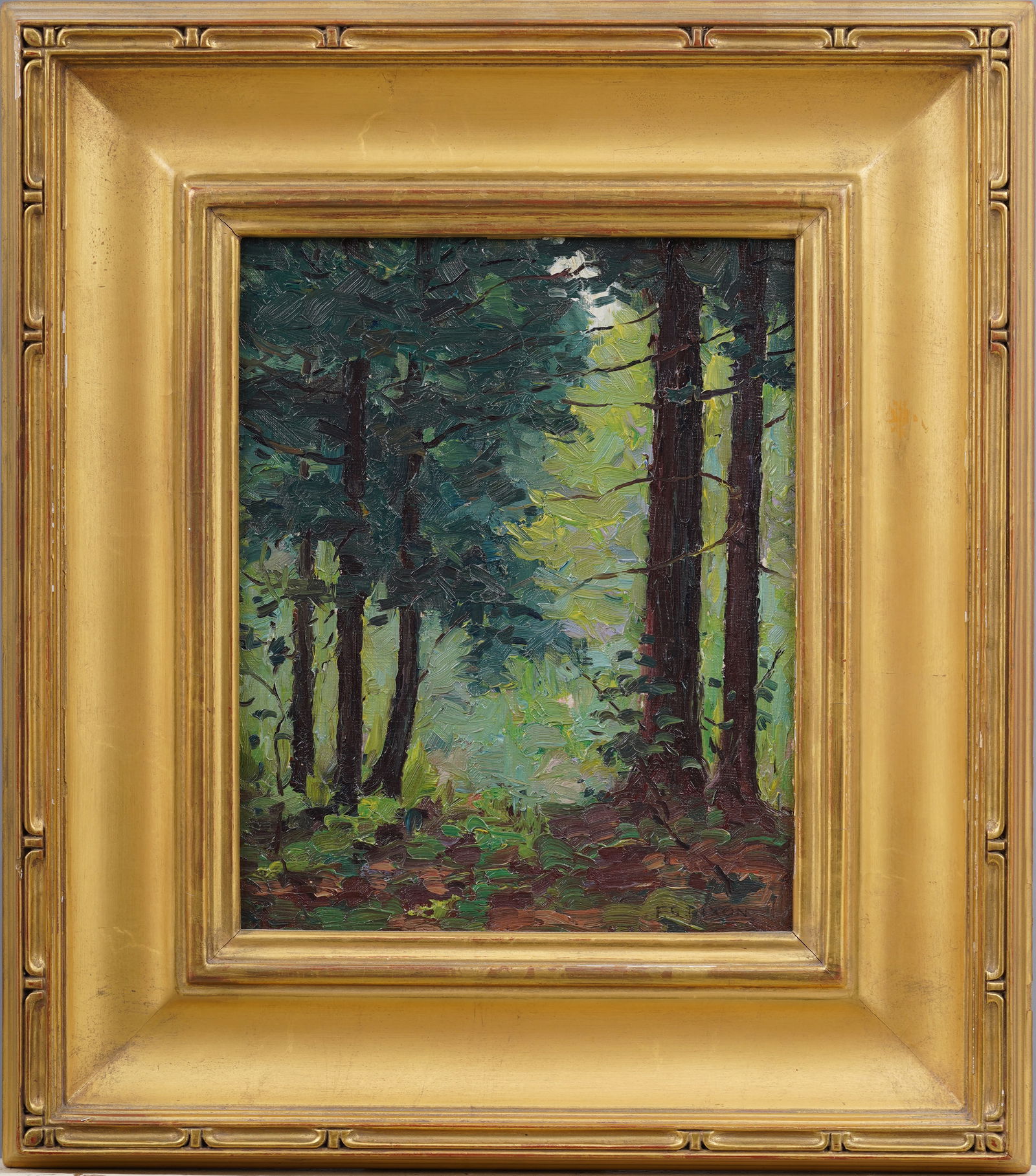 Francis Stillwell Dixon 1879-1967 Antique American Impressionist Framed Forest View Oil Painting (1 of 5)