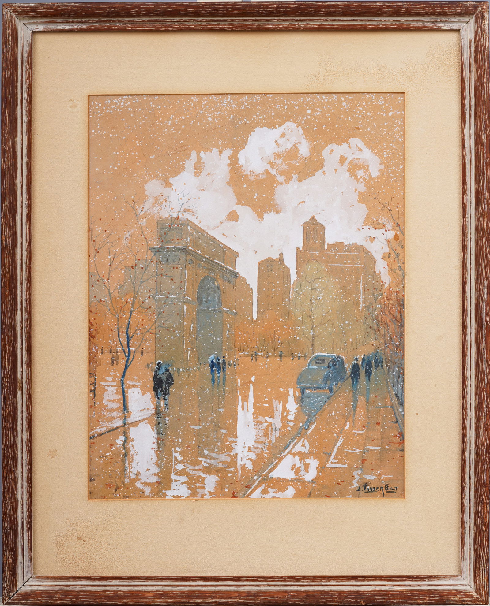 Jacob Vanderbilt Antique American Impressionist Washington Square Park Signed Original Painting (1 of 7)