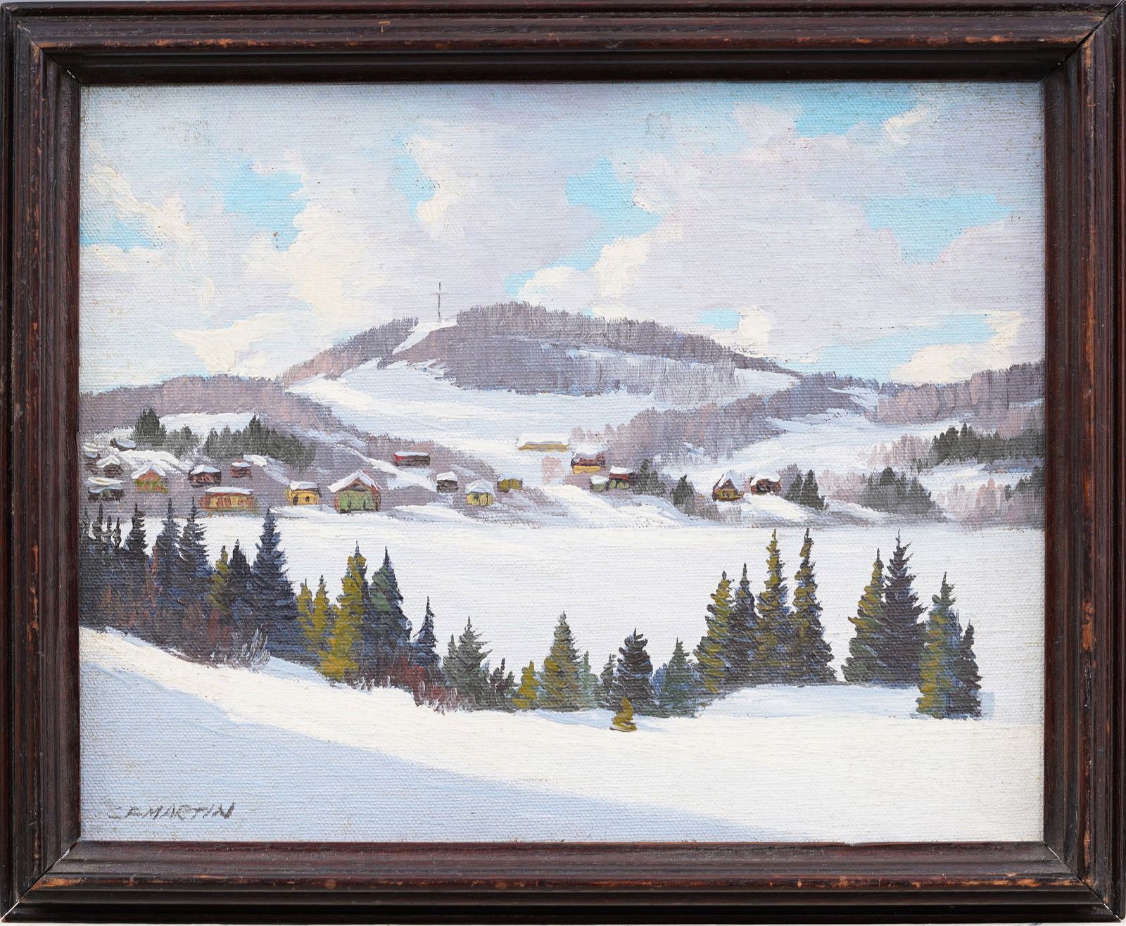 CF Martin Antique American Impressionist Framed Winter Landscape Signed Original Oil Painting (1 of 7)