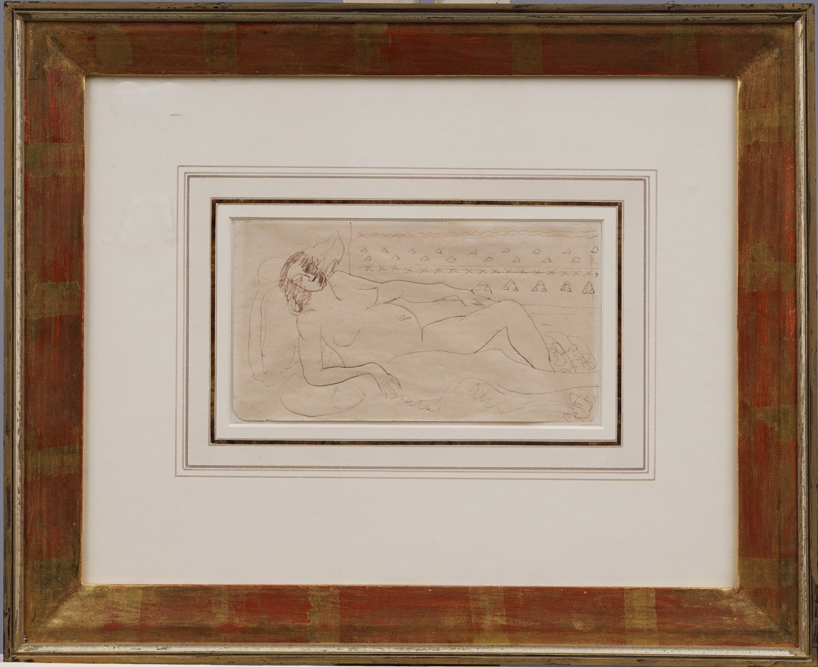 Antique French Cubist Nude Woman Drawing Framed Original Picasso School: Antique French drawing. Pen on paper. Framed. Please see all images for condition. Size is measured and written on the back of the painting. The first size is the overall size, the second size is the 