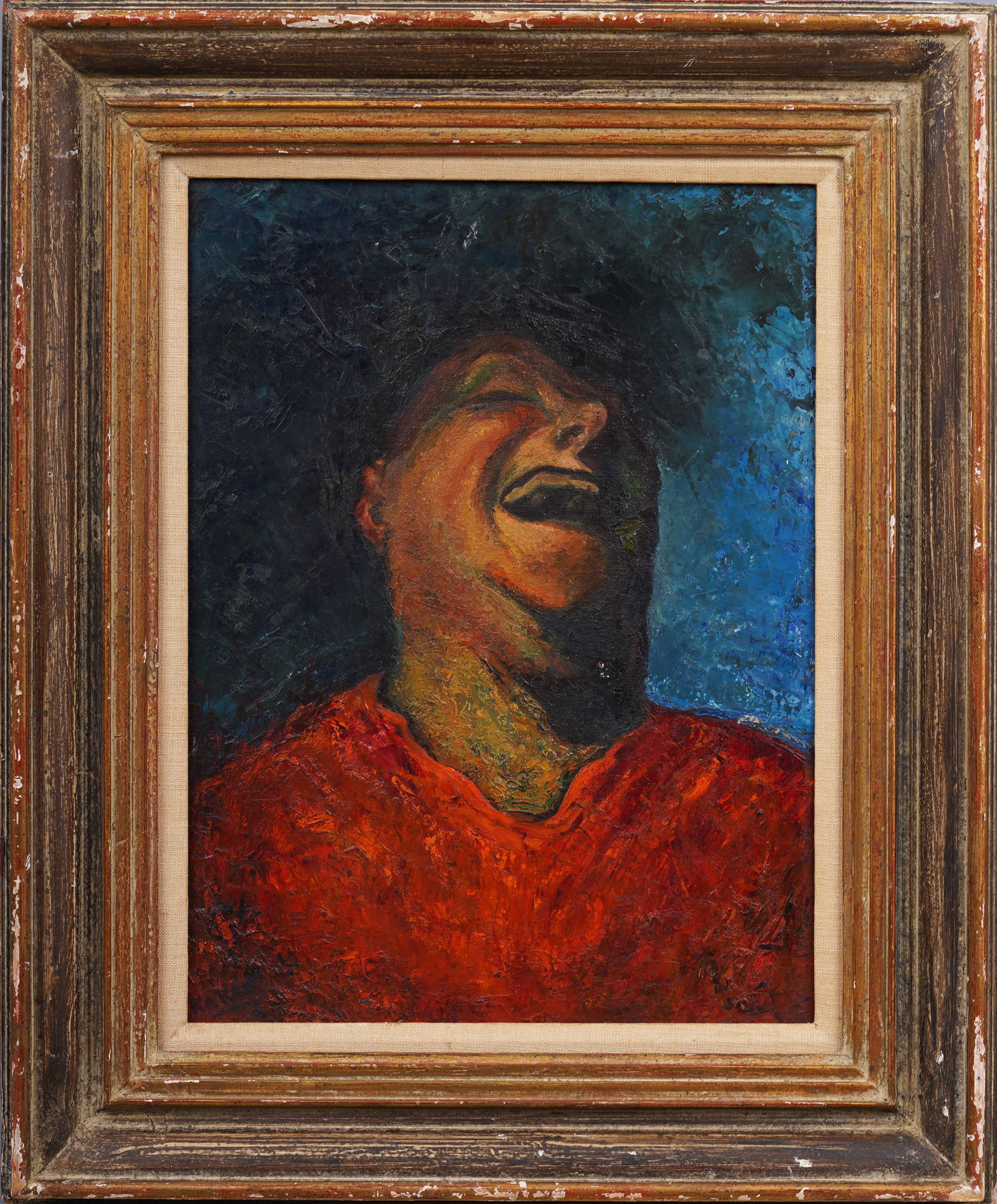 Important Rare Ashcan School Laughing Man Unusual Surreal Male Portrait Framed Original Oil Painting (1 of 6)
