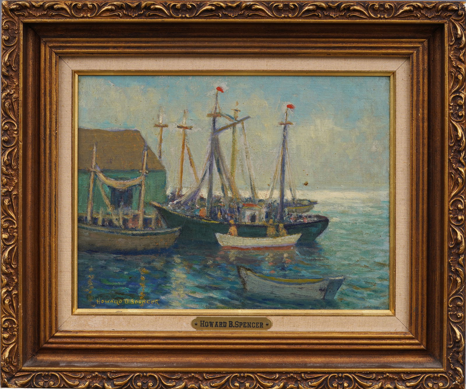 Howard Bonnell Spencer (1888 - 1967) Antique American Impressionist Seascape Sailboat Oil Painting (1 of 7)