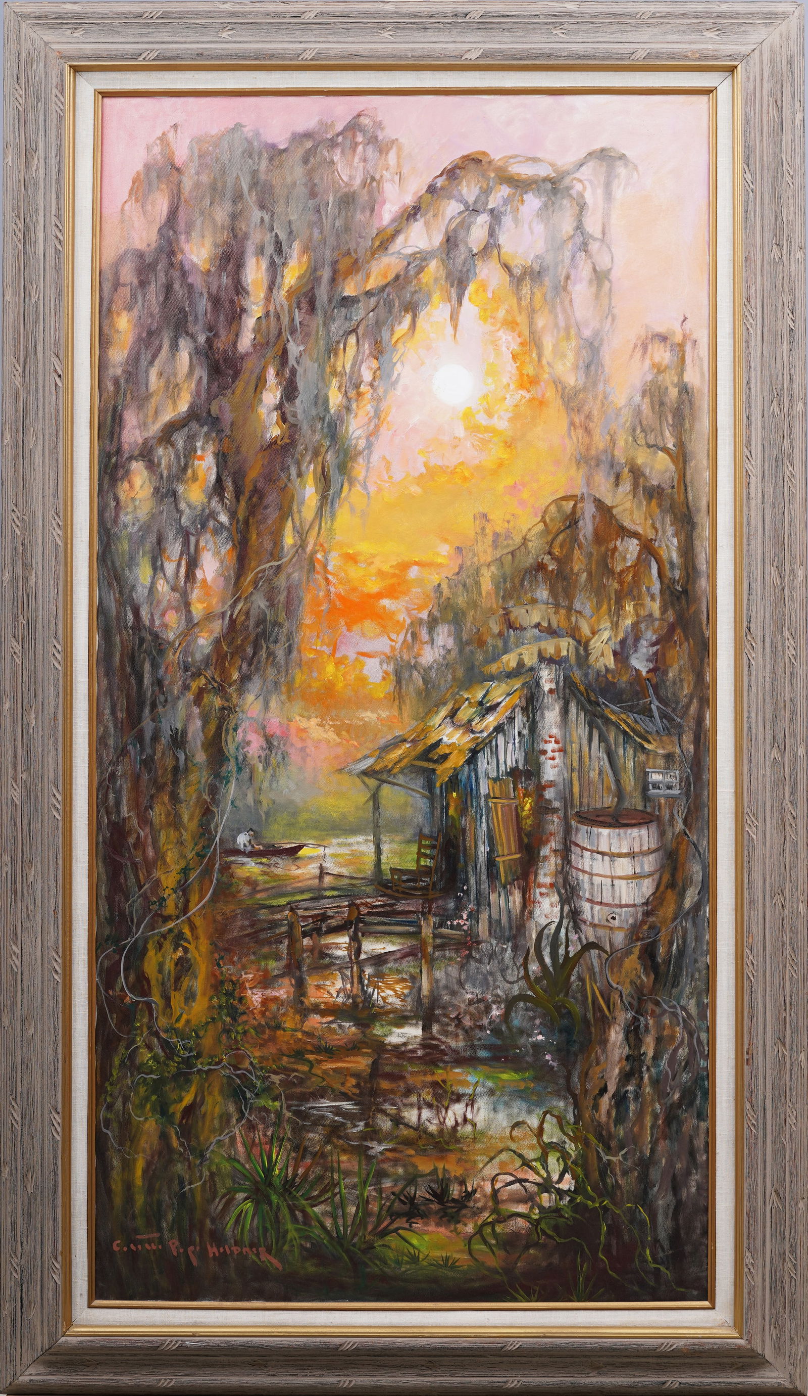 Colette Pope Heldner 1902 -1990 Antique American Impressionist New Orleans Swamp Bayou Oil Painting (1 of 6)