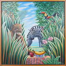 Daniel Meyer (B.1945) "Table for One" Signed American Modernist Pop Art Exotic Animal Portrait