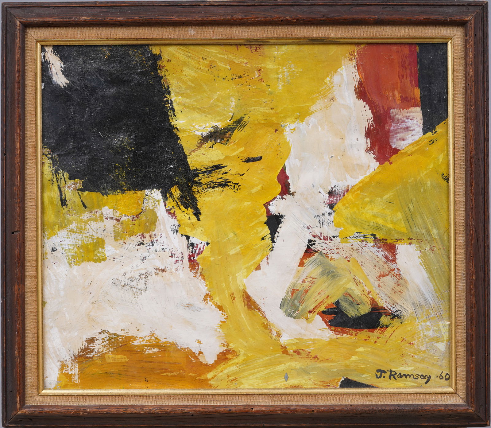 Signed 1960 American Modernist Framed Abstract Expressionist Original Oil Painting (1 of 6)
