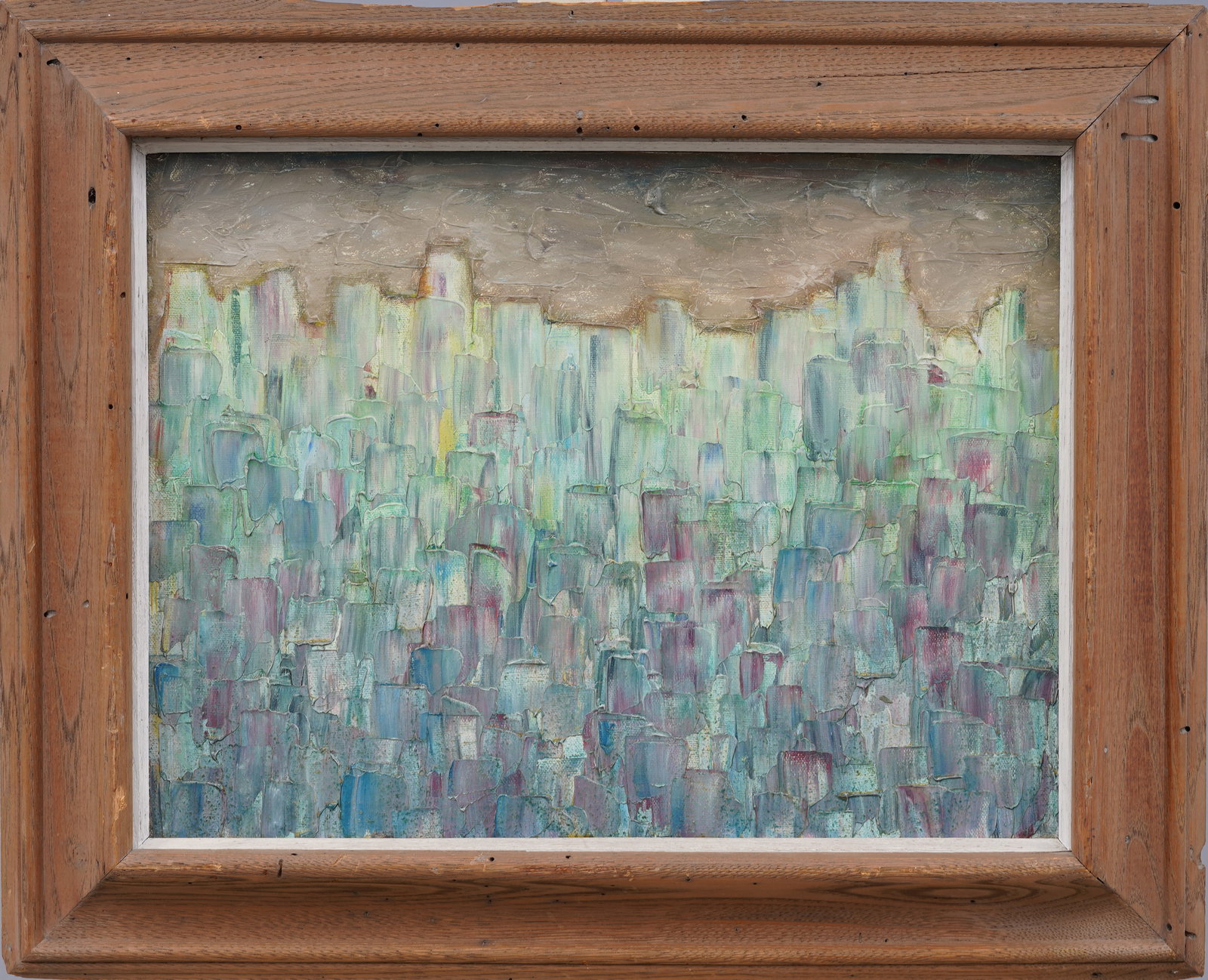 Antique American Modernist Abstract Landscape Framed Original Oil Painting: Antique American oil painting. Oil on canvas. Signed verso. Framed. Please see all images for condition. Size is measured and written on the back of the painting. The first size is the overall size, t