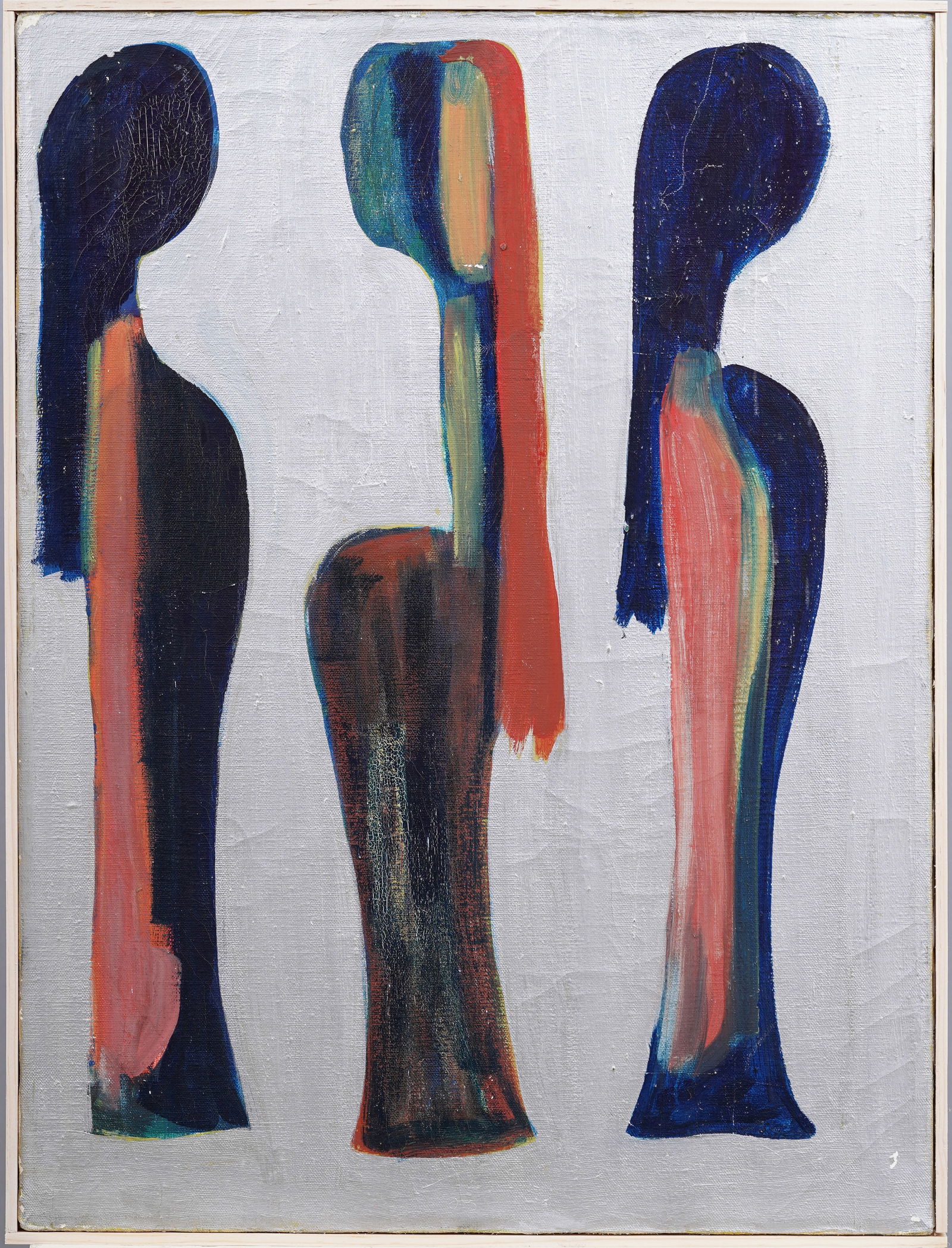 Antique American 1980's Signed Abstract Figurative Modern Design Original Oil Painting (1 of 5)