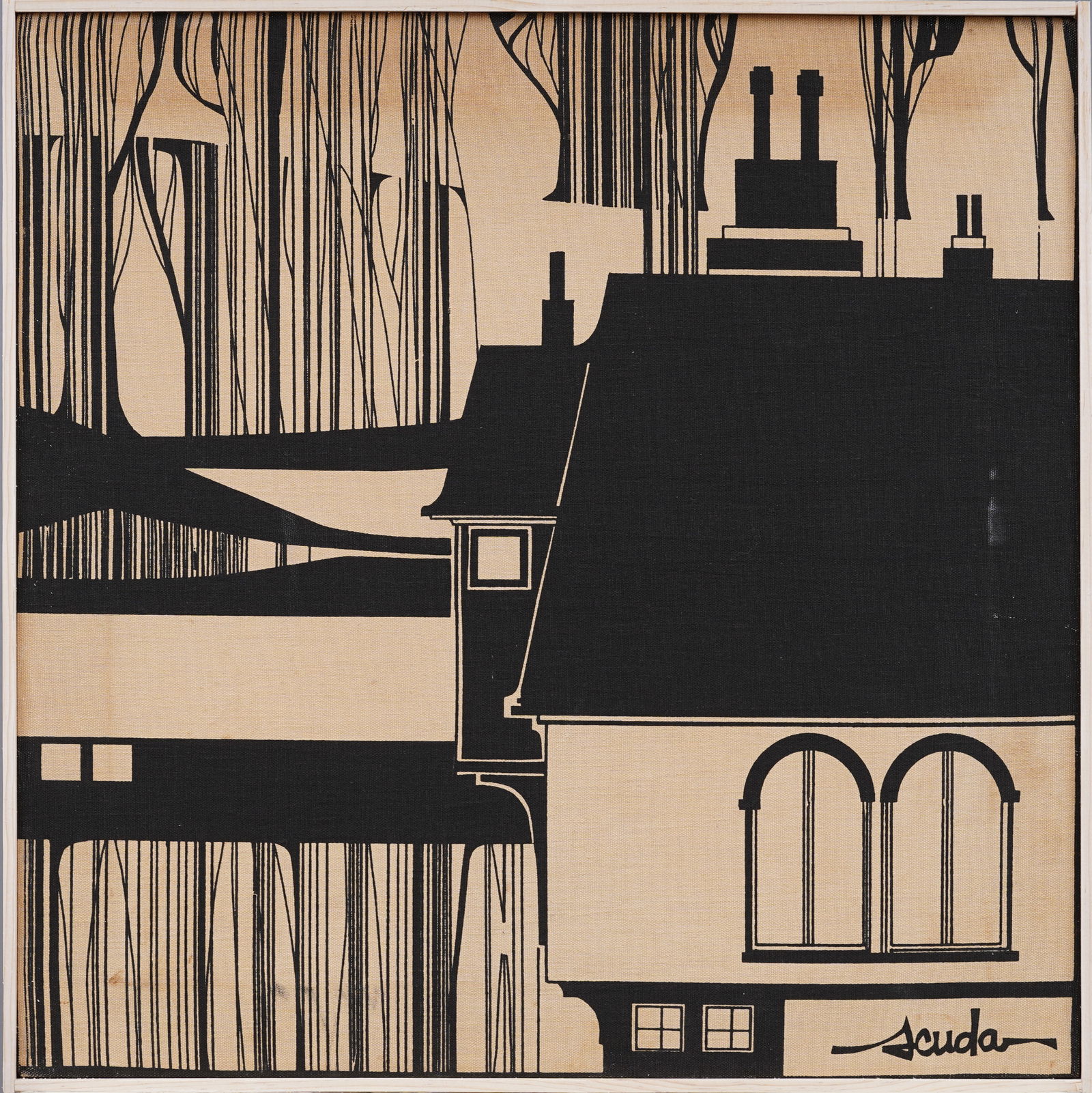 Signed Modernist Screen Print on Canvas (1 of 7)