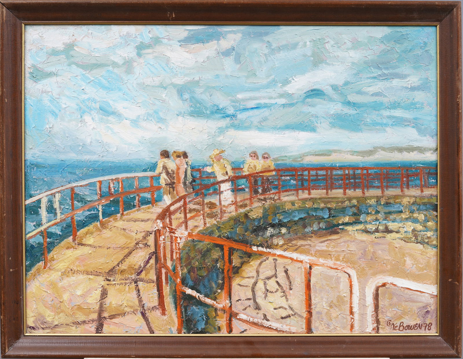 Signed American Impressionist Florida Beach Scene Framed Signed Original Oil Painting (1 of 6)