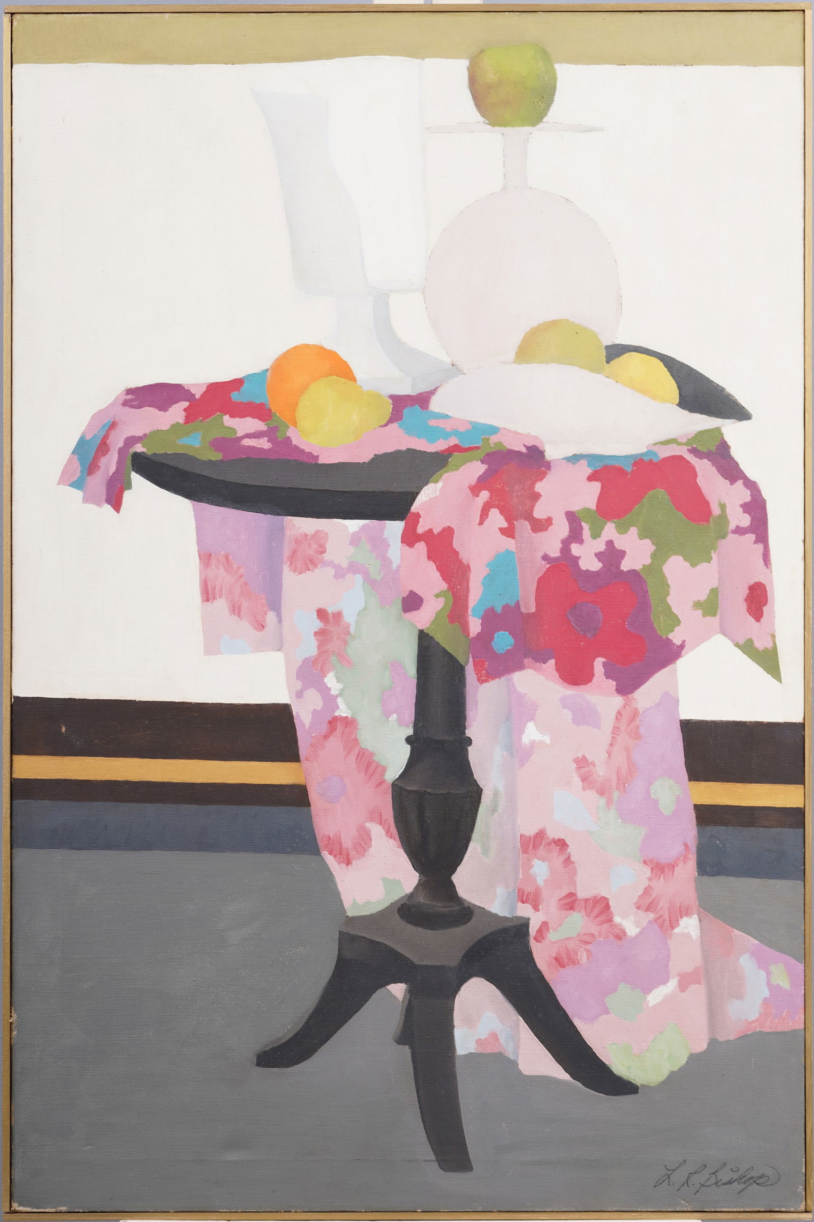 Incredible Signed Bishop 1969 Modernist Abstract Interior Still Life Framed Oil Painting (1 of 7)