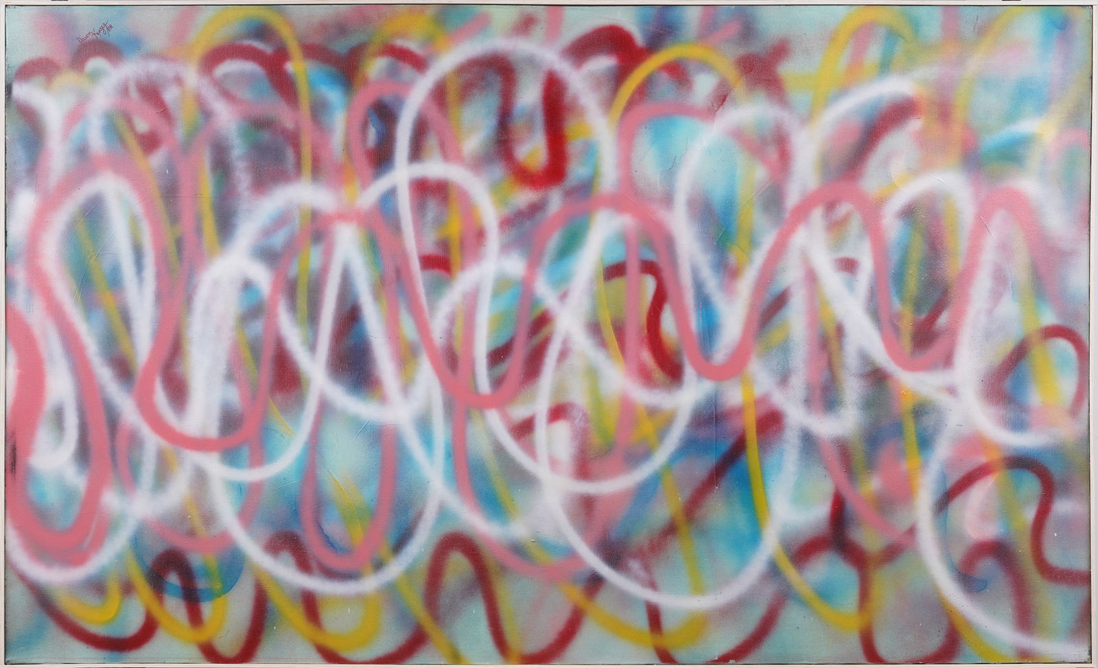 HUGE Signed 1980 Early American Street Art Signed Abstract Expressionist Female Modernist Painting (1 of 7)