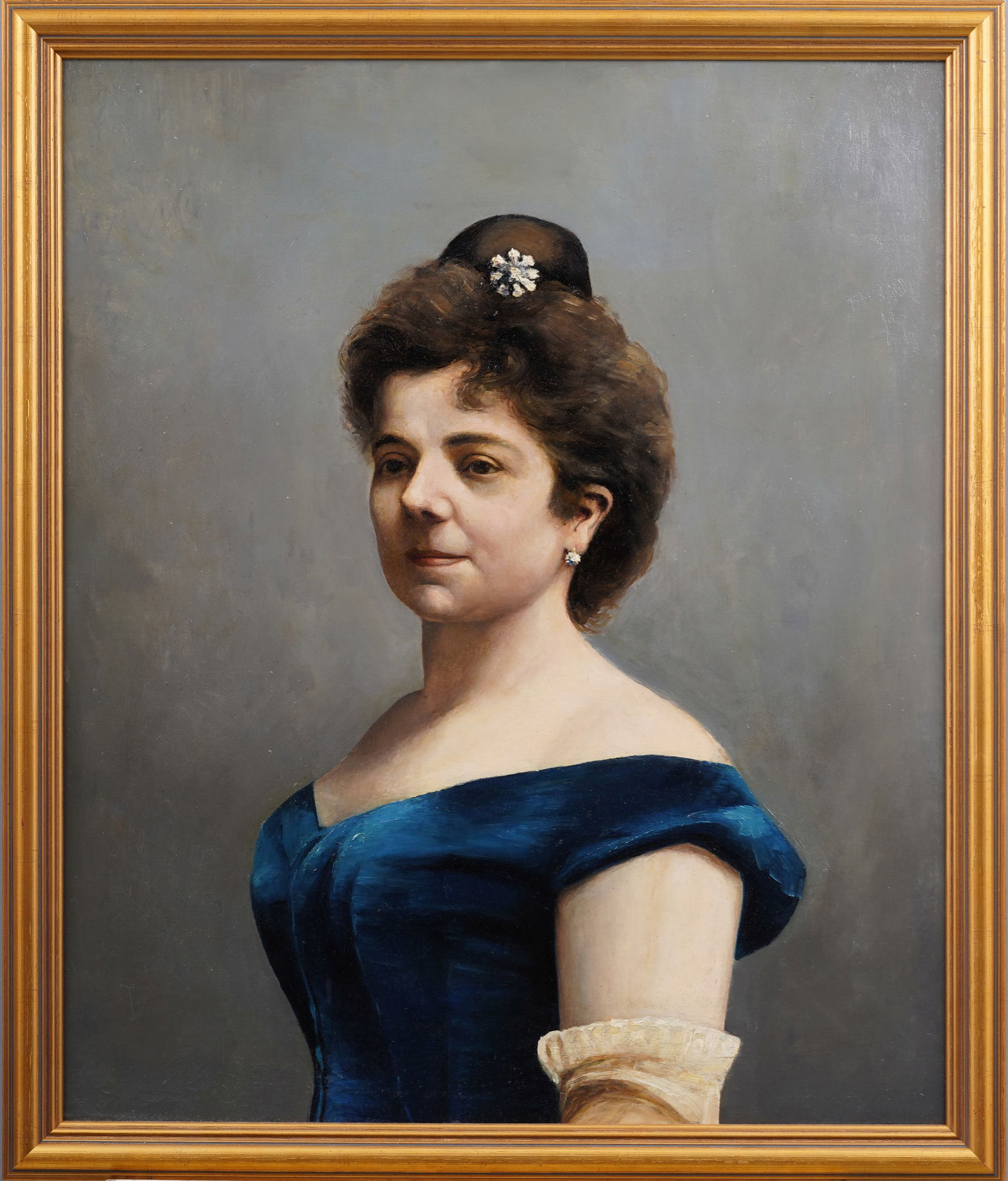 Antique Elegant 19th Century Fashionable Paris School French Framed Original Oil Painting Portrait (1 of 4)