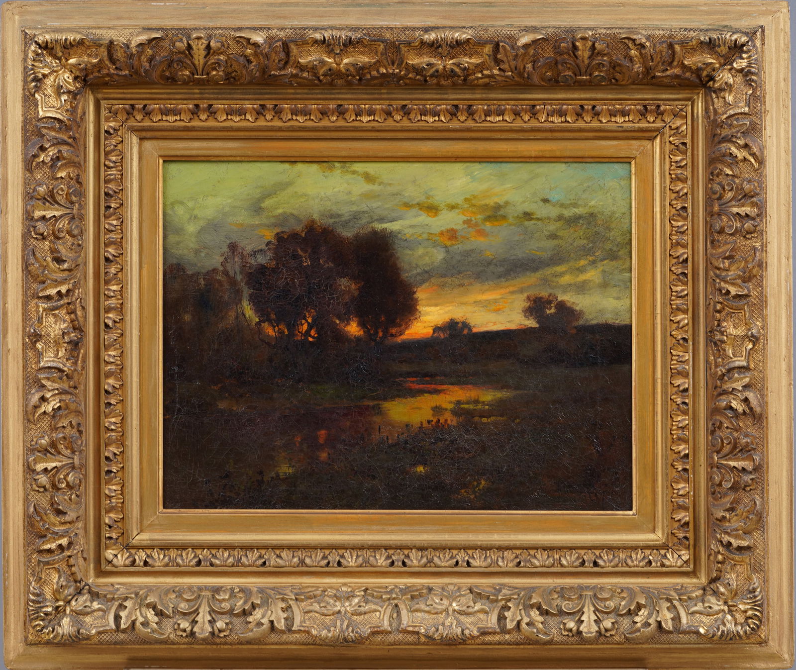 Incredible Franklin DeHaven 1856-1934 Antique American Nocturnal Sunset River View Oil Painting (1 of 6)