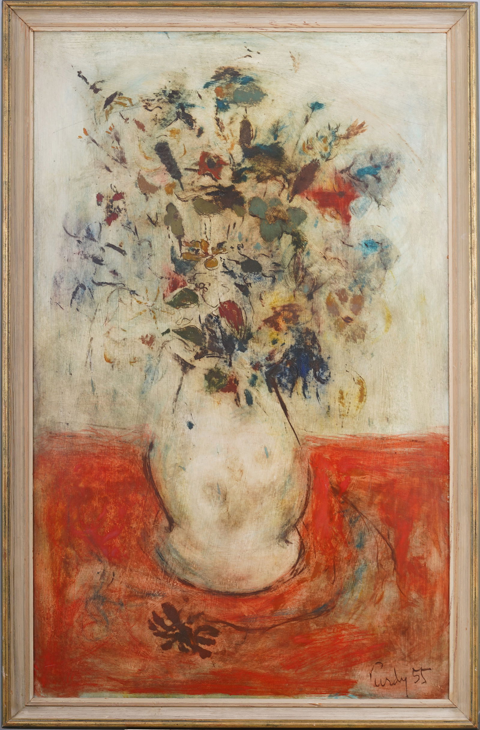 HUGE Donald Roy Purdy (1924 - 2016) Antique American Modernist Flower Still Life Oil Painting (1 of 7)