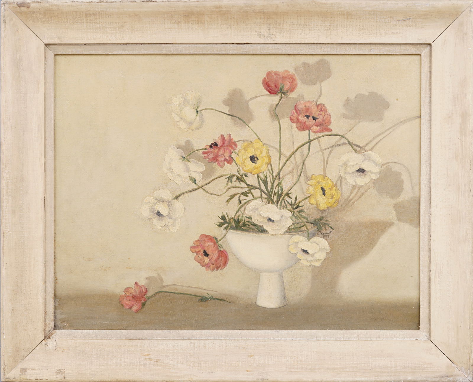 Antique American Modernist Signed Flower Still Life Original Framed Oil Painting (1 of 5)