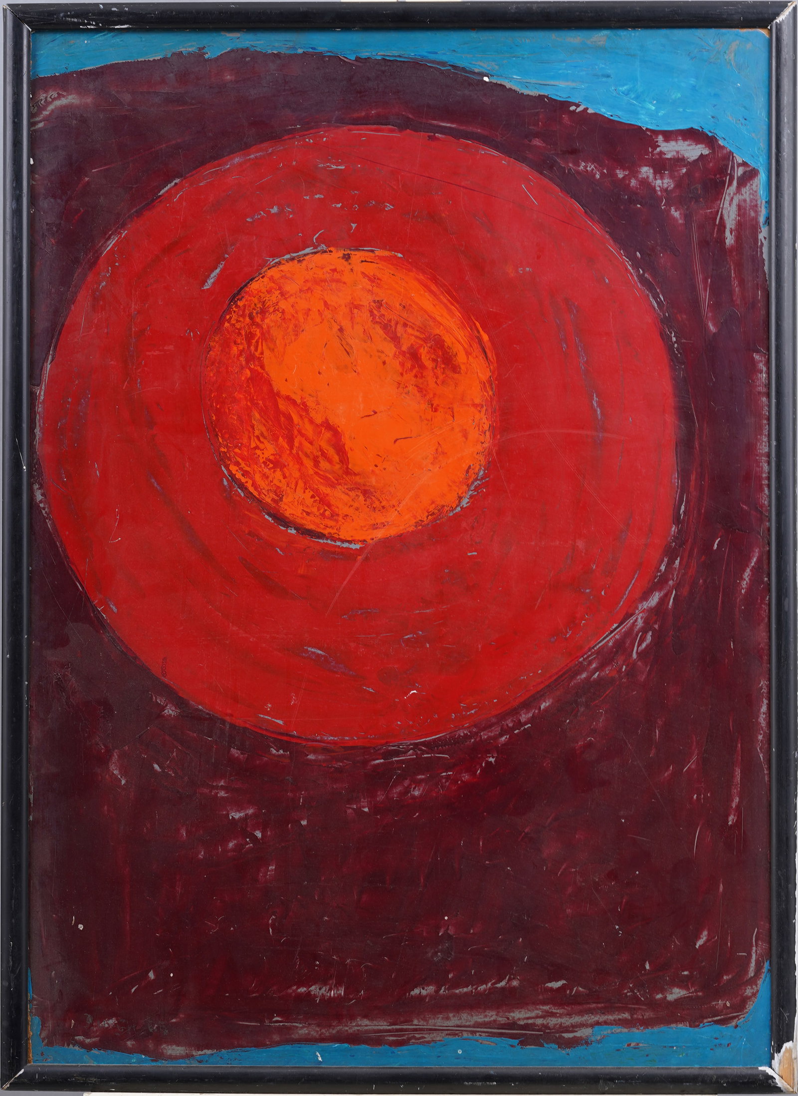 Antique American Abstract Expressionist Framed Original Oil Painting: Antique American oil painting. Oil on board. Framed. Please see all images for condition. Size is measured and written on the back of the painting. The first size is the overall size, the second size 
