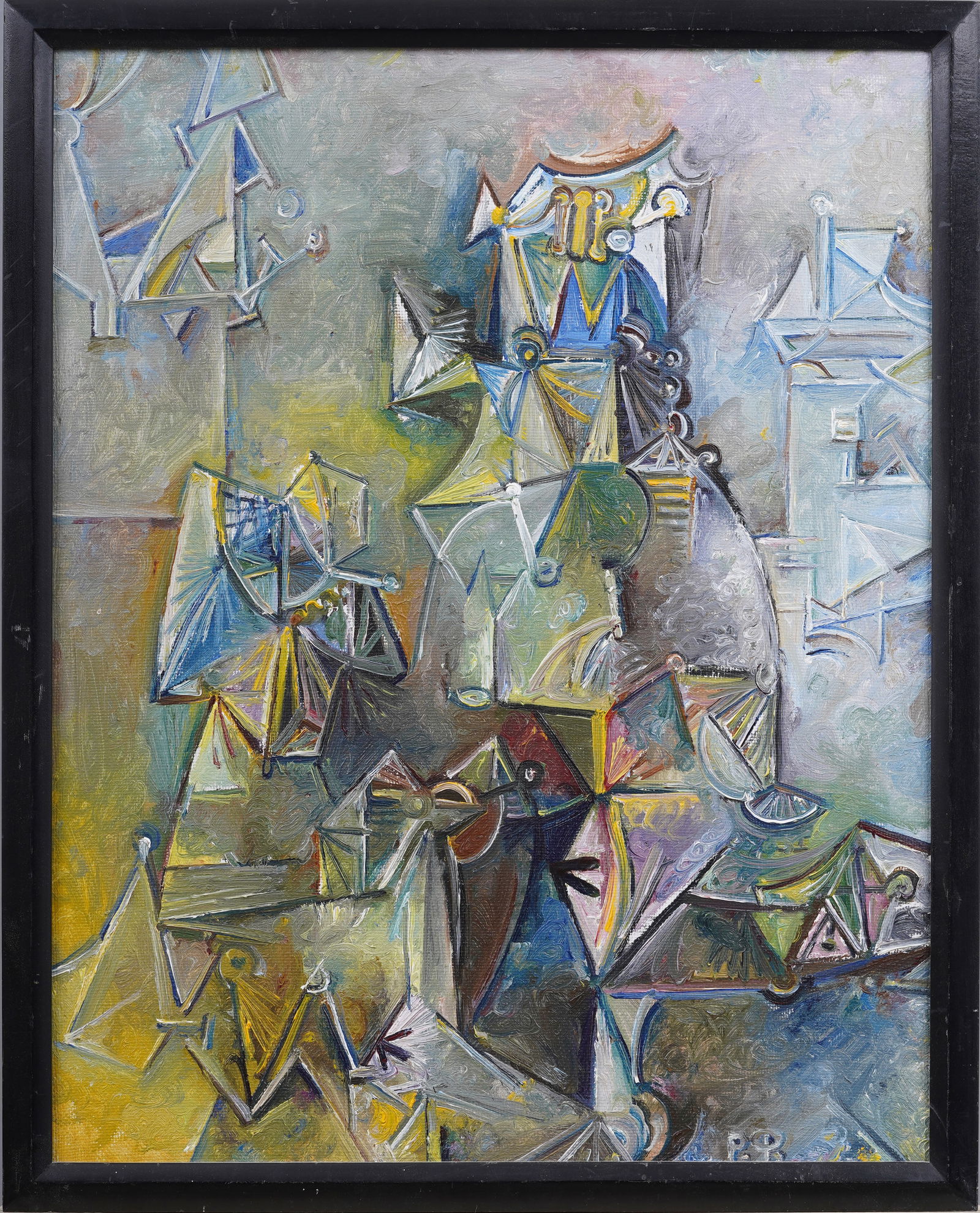 Vintage American Modernist Cubist Abstract Framed Signed Original Oil Painting (1 of 6)