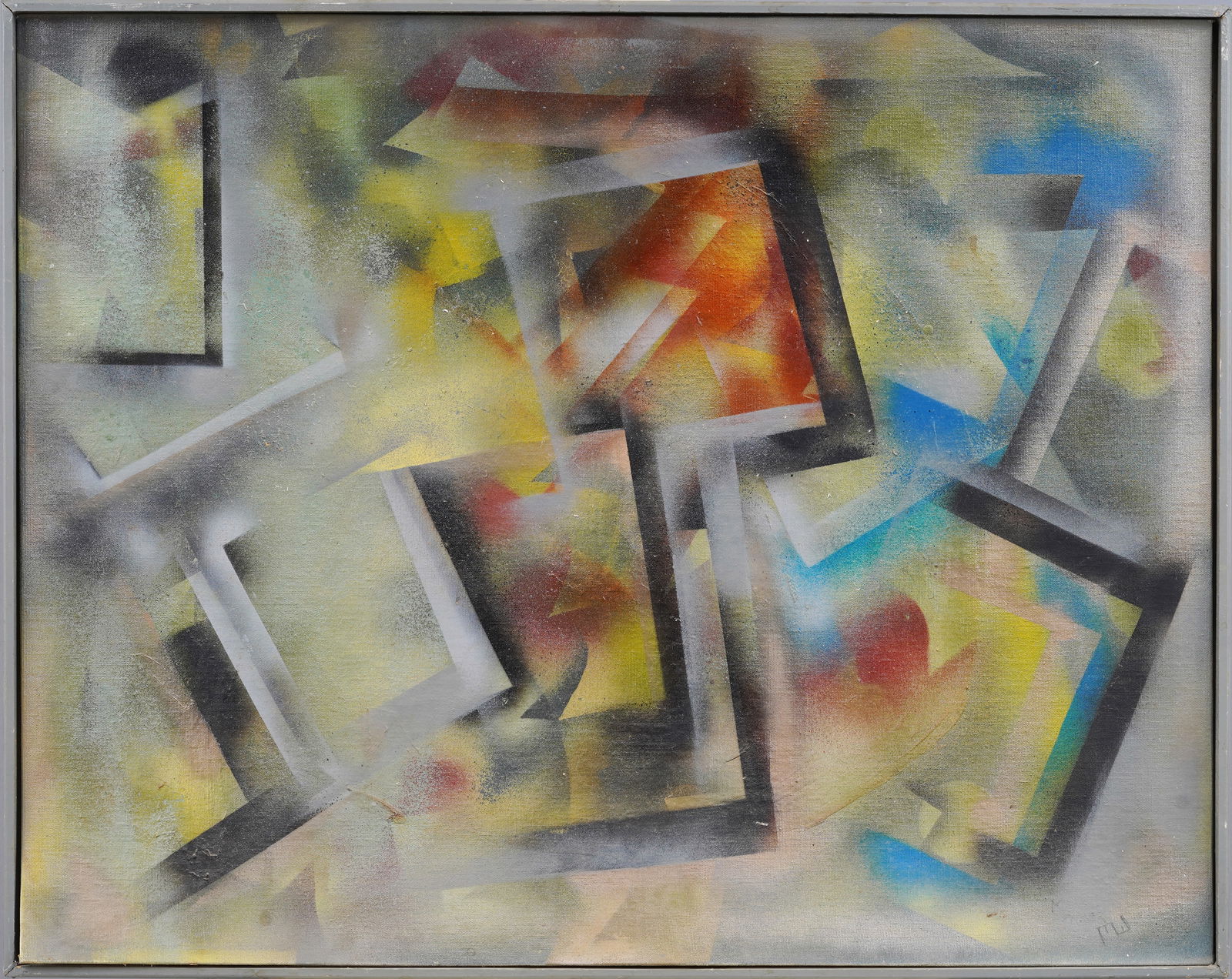 Vintage Mid Century Modern Abstract Framed Signed Original Oil Painting (1 of 6)