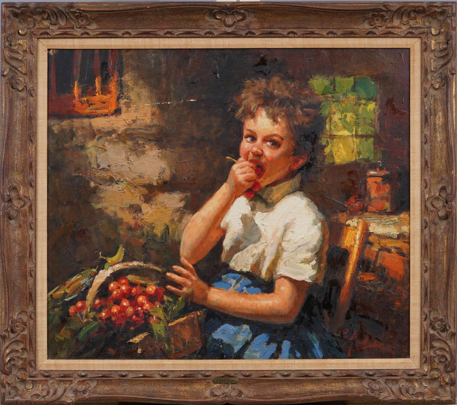 Giovanni Madonini 1915-2001 Vintage Italian Impressionist Young Man Portrait Framed Oil Painting (1 of 6)