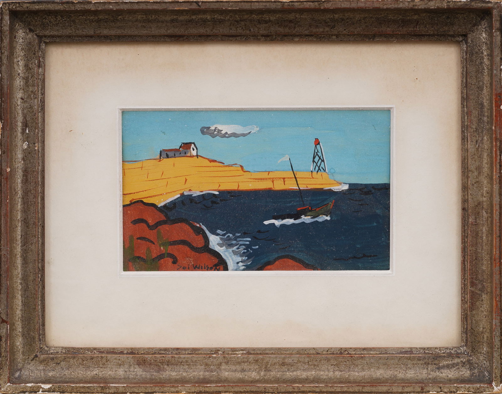Sol Wilson (1896 - 1974) Miniature American Modernist Seascape Signed Original Framed Painting (1 of 5)