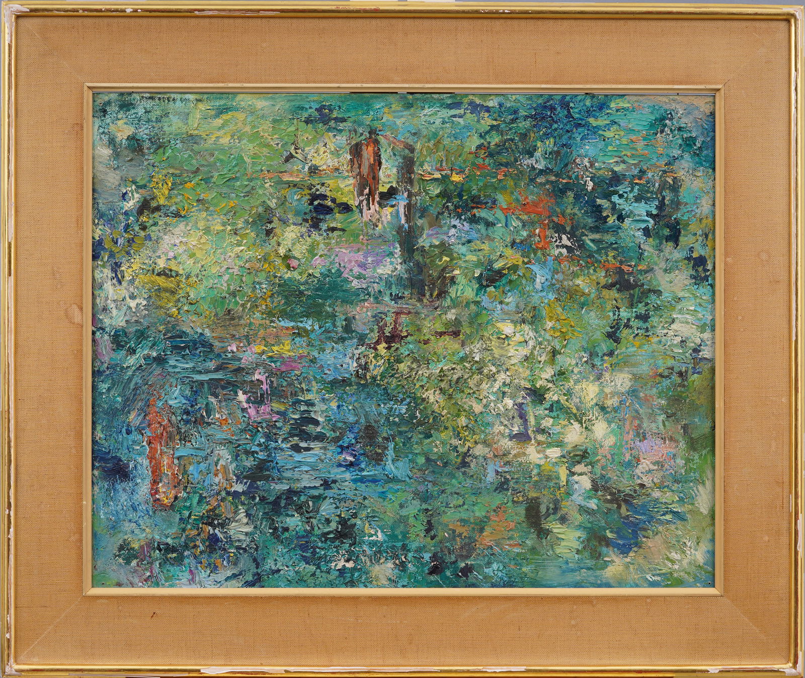 Vintage American Modernist Abstract Expressionist Landscape Thick Impasto Framed Oil Painting (1 of 4)