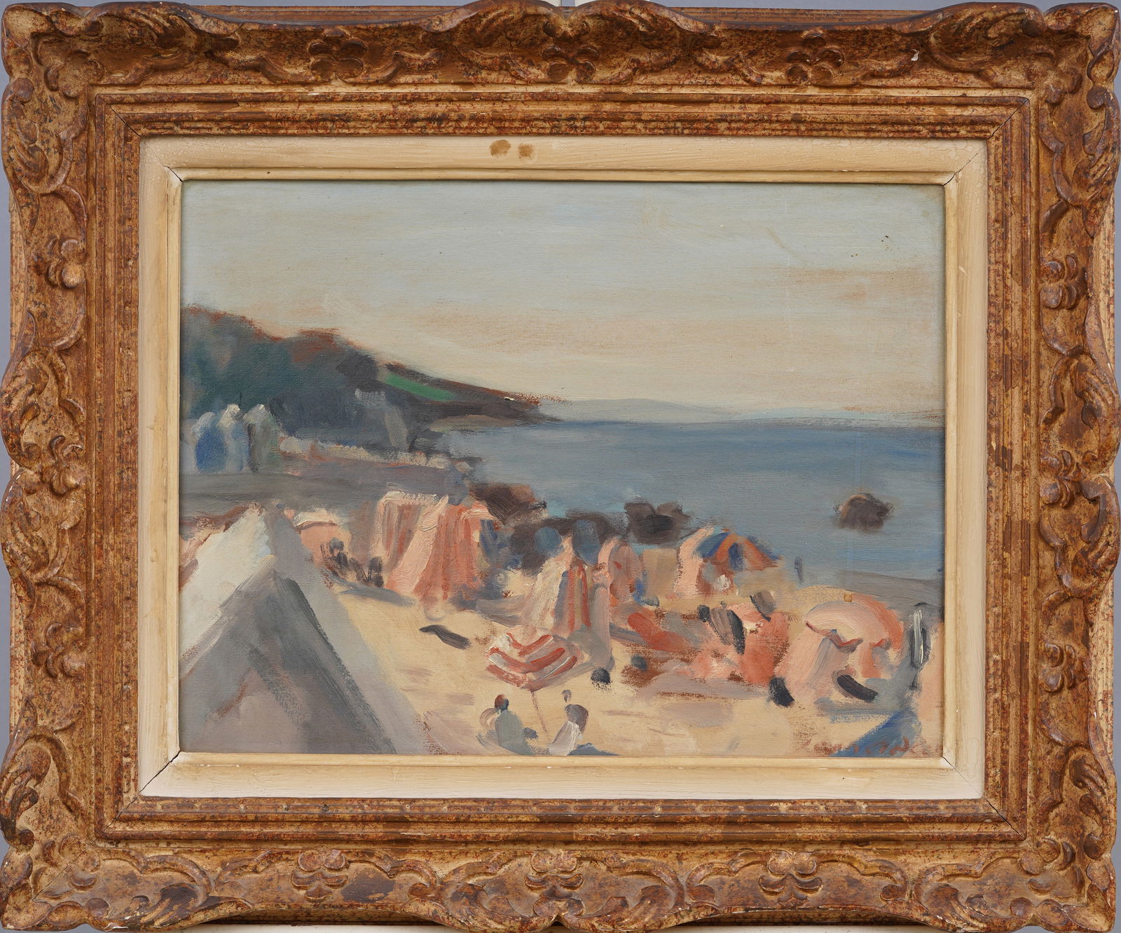 Finely Painted Mediterranean Beach Scene South France Or Amalfi View Impressionist Oil Painting (1 of 7)