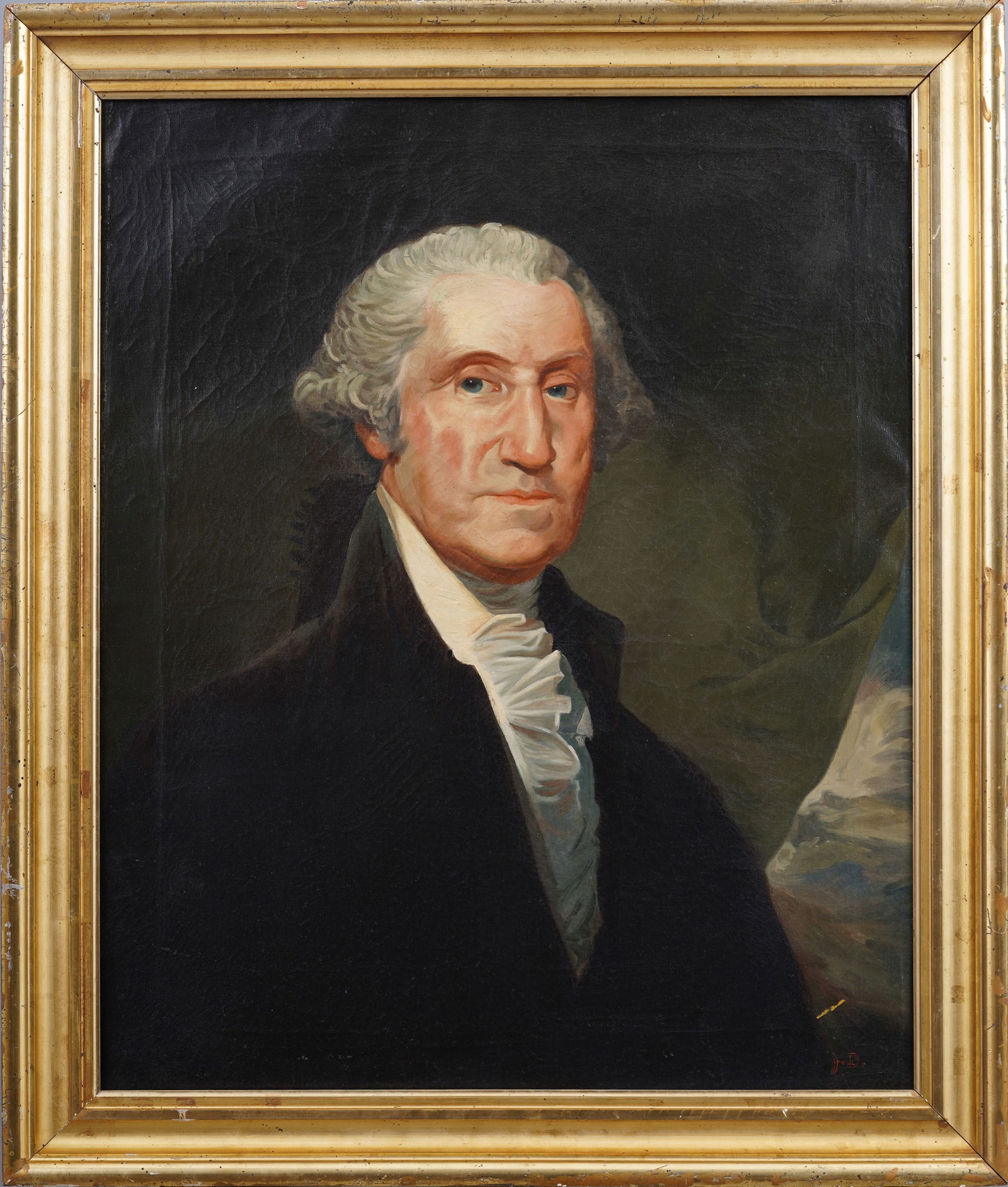 19th Century Signed Antique American Presidential Portrait  George Washington Original Oil Painting (1 of 6)