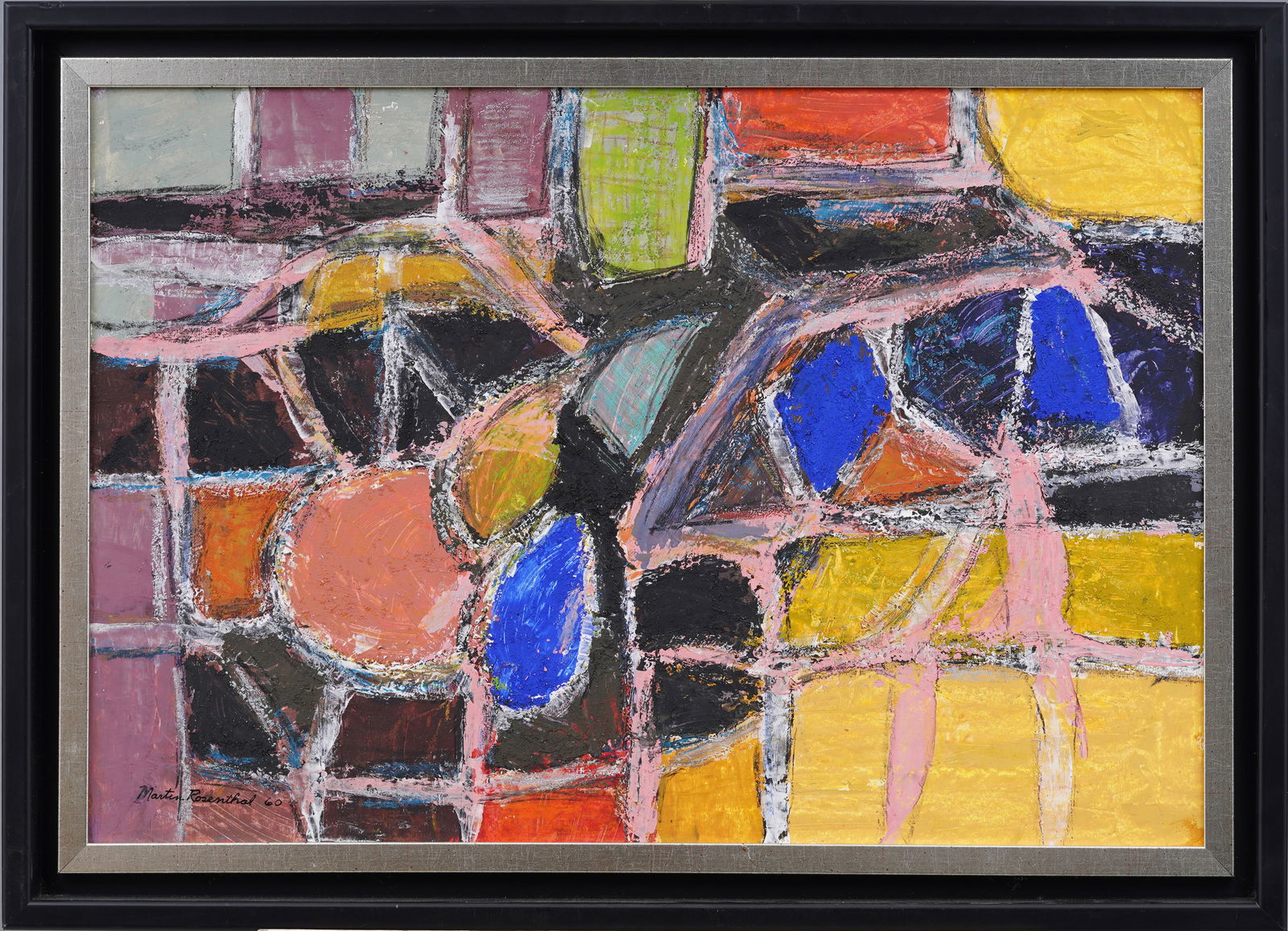 Martin Rosenthal Signed 1960 American Modernist Abstract Expressionist Mid Century Oil Painting (1 of 6)