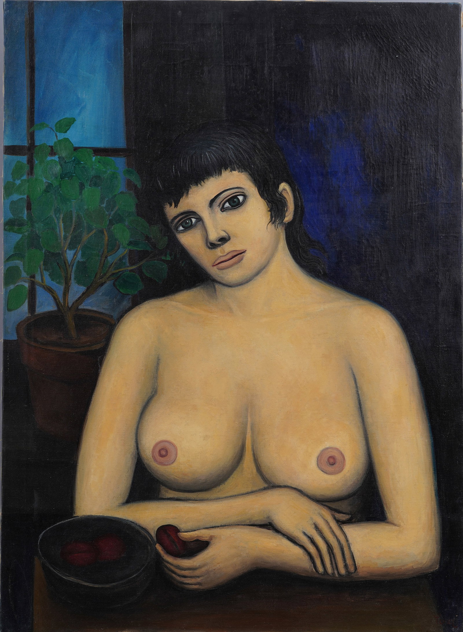Charles Levier (1920 - 2003) Large Antique French Modernist Nude Woman Portrait Oil Painting: Antique French modernist oil painting by Charles Levier (1920 - 2003). Oil on canvas. Signed. Please see all images for condition. Size is measured and written on the back of the painting. The first s