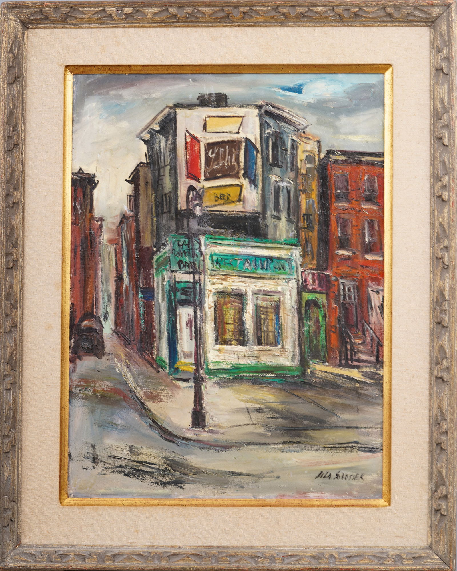 Stanley Sobossek (1918 - 1996) WPA Lower East Side New York City Street Scene Original Oil Painting (1 of 4)