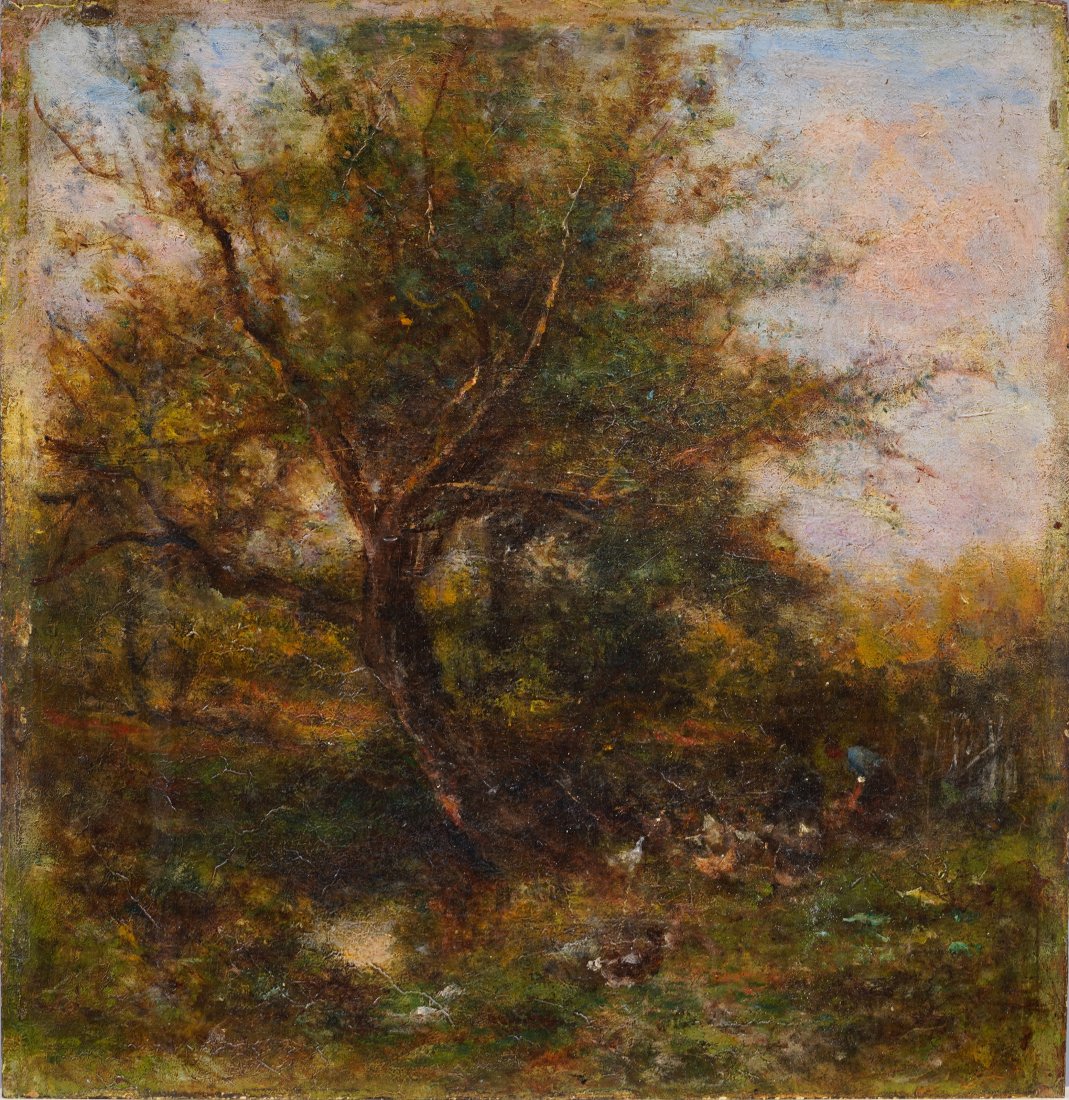 Antique French Impressionist Classical Barbizon Landscape 19th Century Original Oil Painting: Very nicely painted 19th century French landscape painting. Oil on board. No signature found. Image size, 12 by 12. Please see all images for condition. Size is measured and written on the back of the