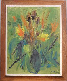 Mid Century Modern 1963 Signed American School Flower Still Life Framed Original Oil Painting (1 of 7)