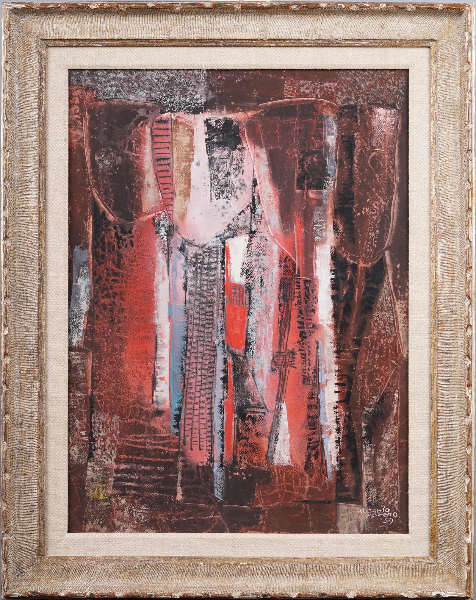 Rosario Moreno (Born 1920) Vintage Finely Framed 1959 Abstract Expressionist Painting (1 of 6)