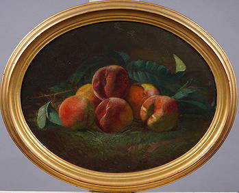 Antique American 19th Century Peach Still Life Framed Fall River School Original Oil Painting (1 of 3)