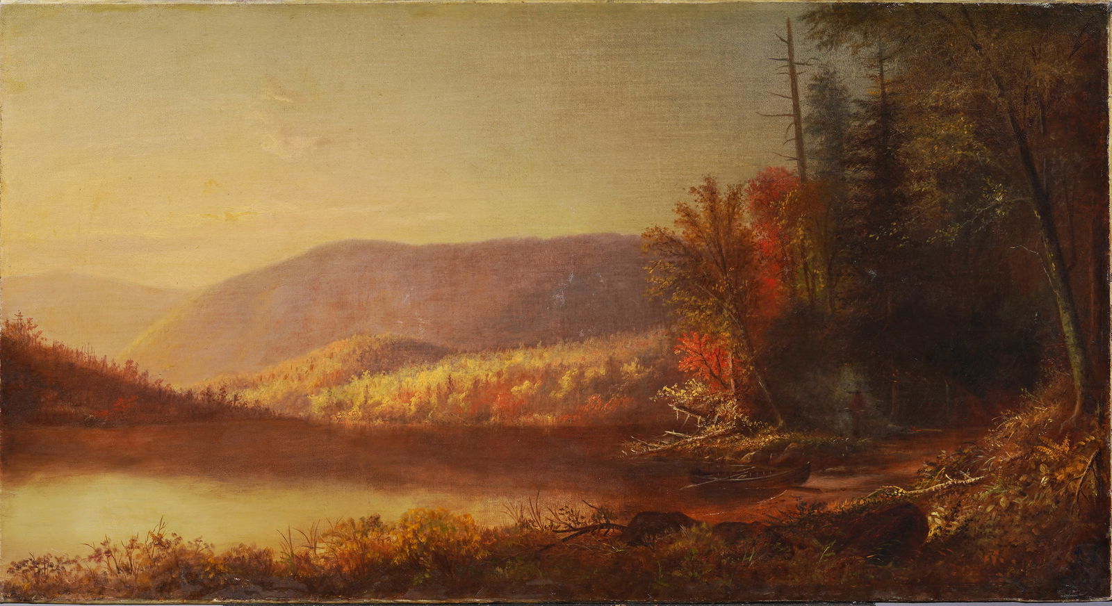Important Early American Hudson River School Fall Panoramic Landscape Oil Painting (1 of 4)