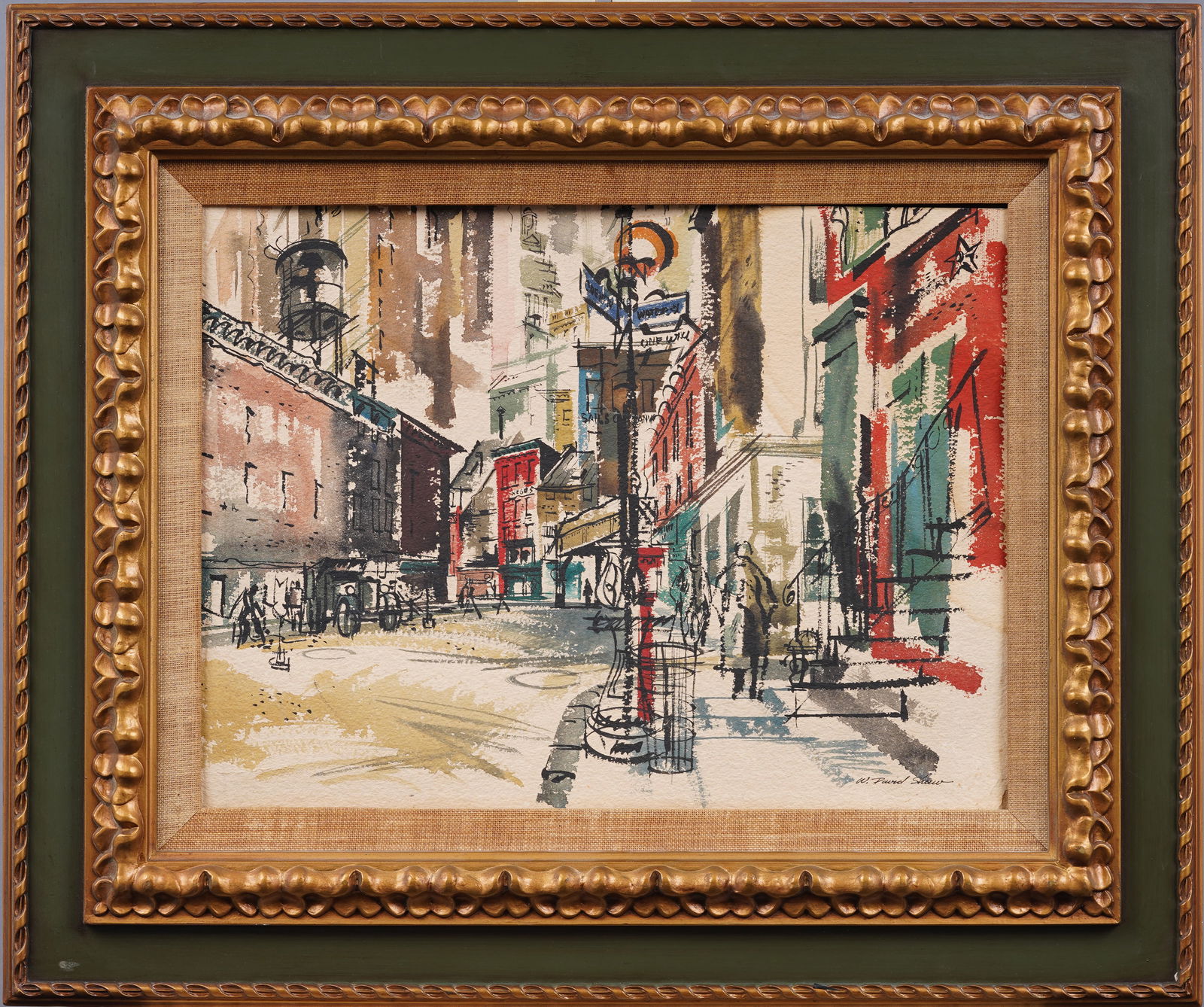 W. David Shaw Antique American Modernist Downtown New York City Street Scene Wall St Signed Painting (1 of 6)