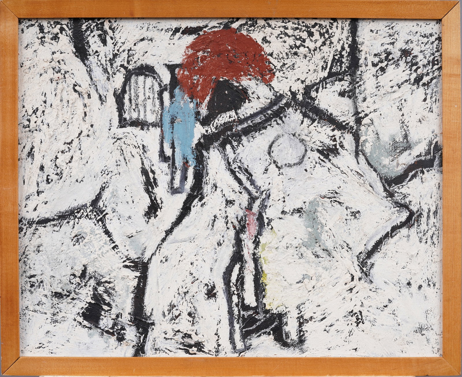 Antique American Abstract Expressionist Minimalist Framed Original Oil Painting: Antique American oil painting. Oil on canvas. Framed. Measuring 18 by 22 inches overall and 16 by 20 painting alone. Please see all images for condition. Size is measured and written on the back of th