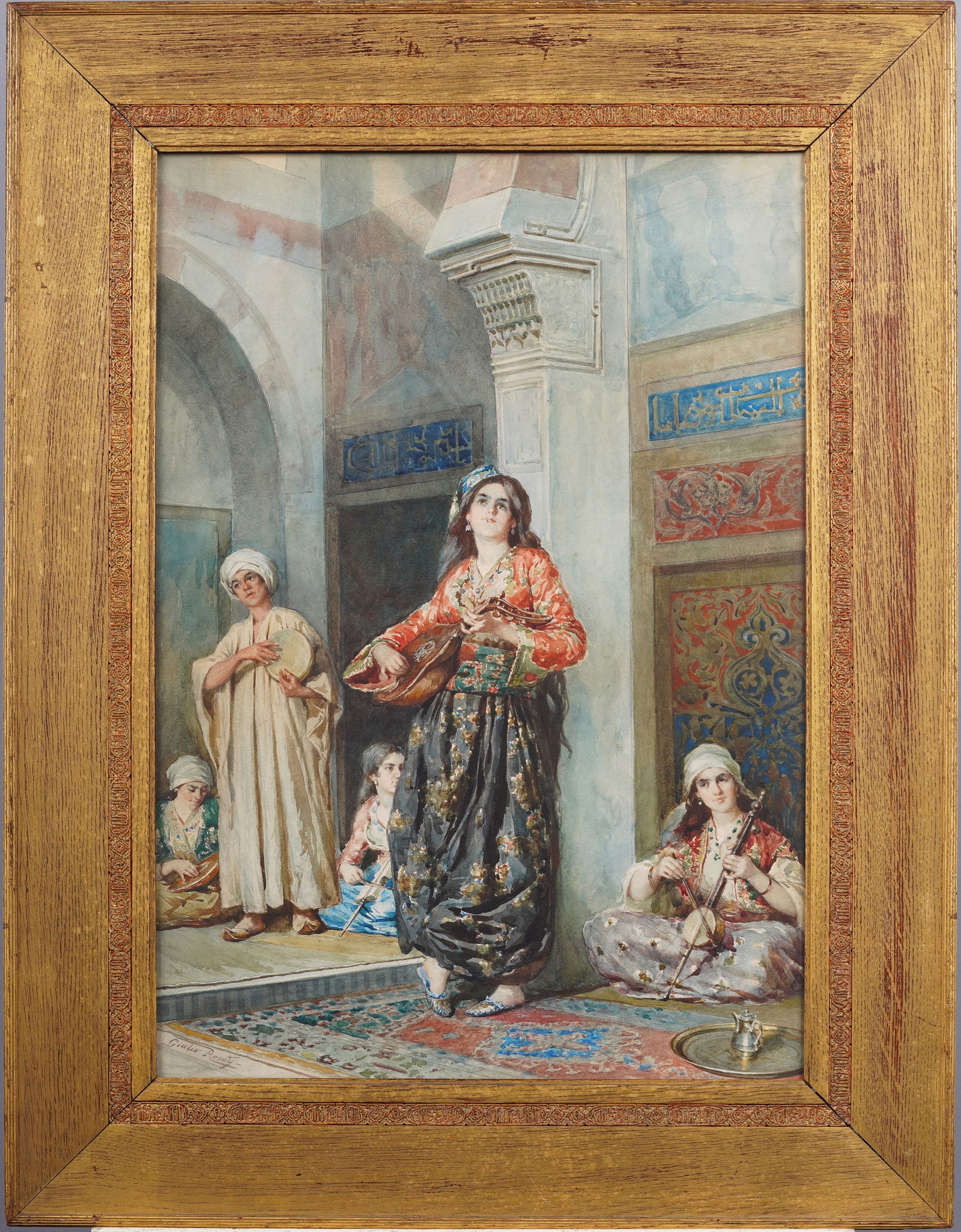 Giulio Rosati (1858 - 1917) Antique Italian Orientalist Portrait Signed Framed Painting (1 of 8)